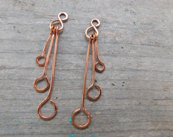 Graduating Loop Charms in Copper, Oxidized Copper, Nugold, Sterling Silver or Stainless Steel, 2pc set