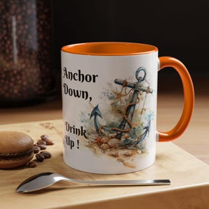 Nautical Coffee Tea Mug Vintage Sailor Gift Anchor Design Ocean Lover Cup Maritime Decor Unique Sea Mug Dad Grandad Gift