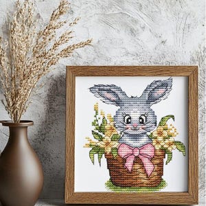 Bunny Cross Stitch Pattern.  Instant PDF Download. Easter bunny