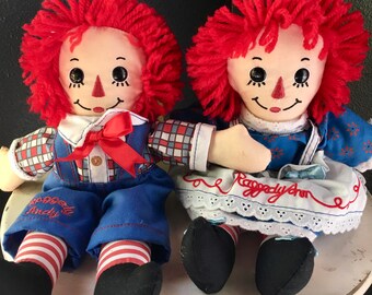 Vintage Antique Raggedy Ann and Andy Dolls