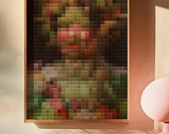 Vertumnus - Giuseppe Arcimboldo | Mosaik Pixel Kunst | Retro geometrische Wandkunst | Sofortdownload | Abstraktes Pixel Portrait Poster