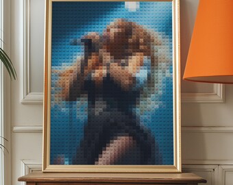 Pop Diva No.1 Wandbild druckbare Kunst Digital Fine Art Pixelartig Retro Backstein Mosaik Print Einweihungsparty Geschenk Abstrakt Instant Download