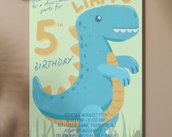 Dinosaur Birthday Invitation Template: Roar Theme, Editable Canva (Digital Download)
