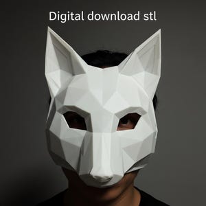 Lågpoly rävmask STL – 3D-utskrivbar geometrisk cosplay-fil