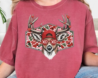 Comfort Colors® Valentine Buck Shirt Boys Valentine Tee Retro Valentine Hunting Shirt Valentine Camo Tee Valentine Design for Deer Hunter