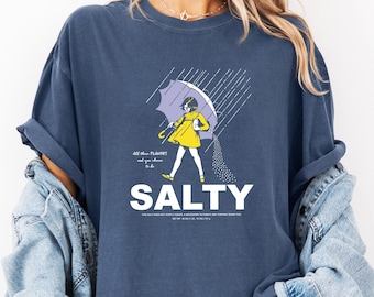 Comfort Colors® Stay Salty Girl Shirt Women's Vintage Cotton Blend T-Shirt Trendy Casual Sweatshirt Vintage Style Funny Women's Shirt