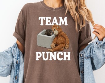 Comfort Colors® Punch Monkey Shirt Monkey Team Punch Sweatshirt Baby Punch Monkey Holding Plush Toy Animal Lover Gift Viral Macaque Meme