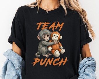 Comfort Colors® Punch Monkey Shirt Monkey Team Punch Sweatshirt Baby Punch Monkey Holding Plush Toy Animal Lover Gift Viral Macaque Meme