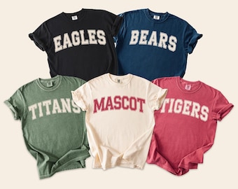 Comfort Colors® Custom School Mascot Shirt College Logo Sweatshirt Team Mascot Name Hoodie Custom Name Shirt Personalized Sports Youth Shirt