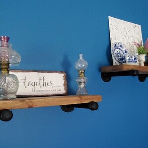 Estantes rústicos (conjunto de 2) / Madera y hierro / Hecho a mano / Decoración del hogar / Estante de madera maciza / Decoración de la granja / Almacenamiento hecho a mano