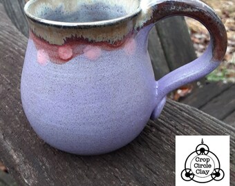 Sweet purple pottery coffee mug handmade ceramic mug wheel thrown pottery mug Crop Circle Clay