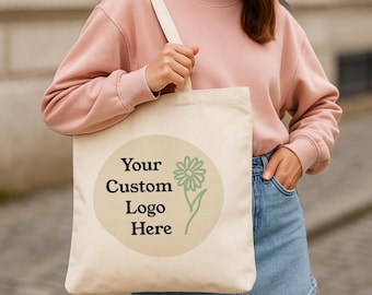 Custom Logo Canvas Tote Bag, Customizable Personalized Bag