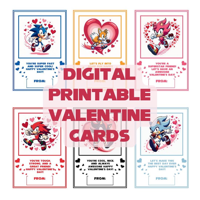 6 Sonic the Hedgehog Printable Valentine Cards – Perfect for Classroom ...