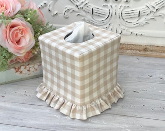 Gingham ruffle tissue box cover pick the color