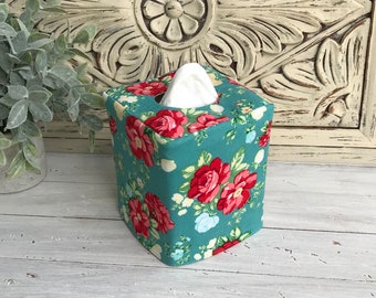 Vintage Floral reversible tissue box cover