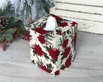 Christmas Poinsettia reversible tissue box cover