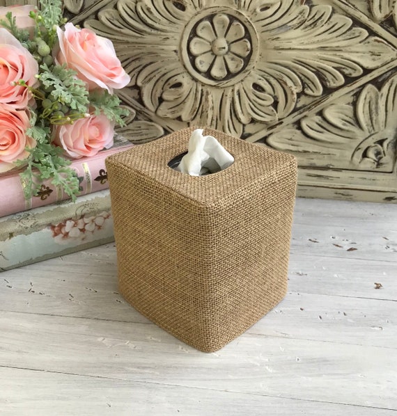 Burlap tissue box cover discount