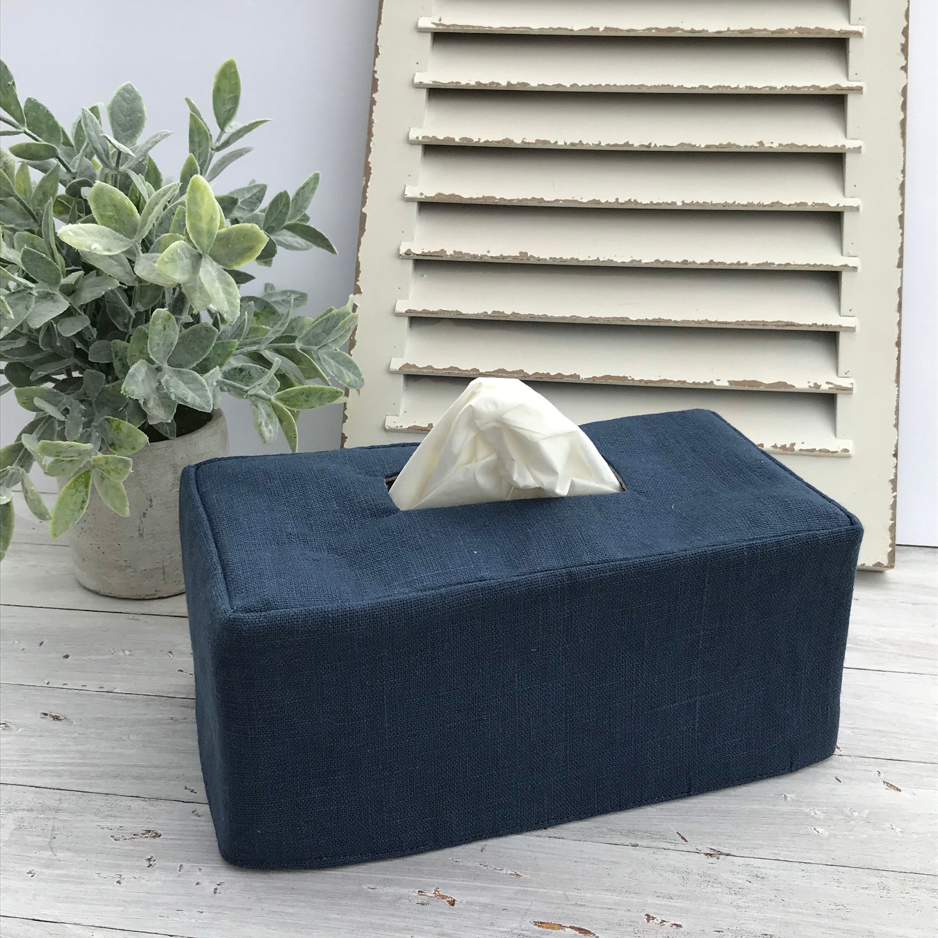 Reversible Linen Tissue Box Cover Rectangular Tissue Box Cover