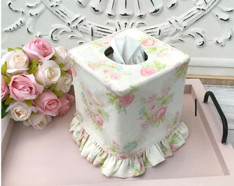 Floral bouquet ruffle tissue box cover