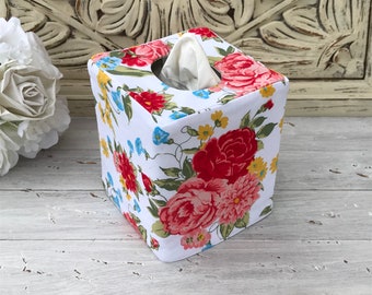Sweet Rose Floral reversible tissue box cover