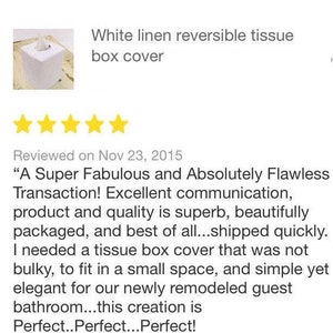 White linen/cotton blend reversible tissue box cover image 9