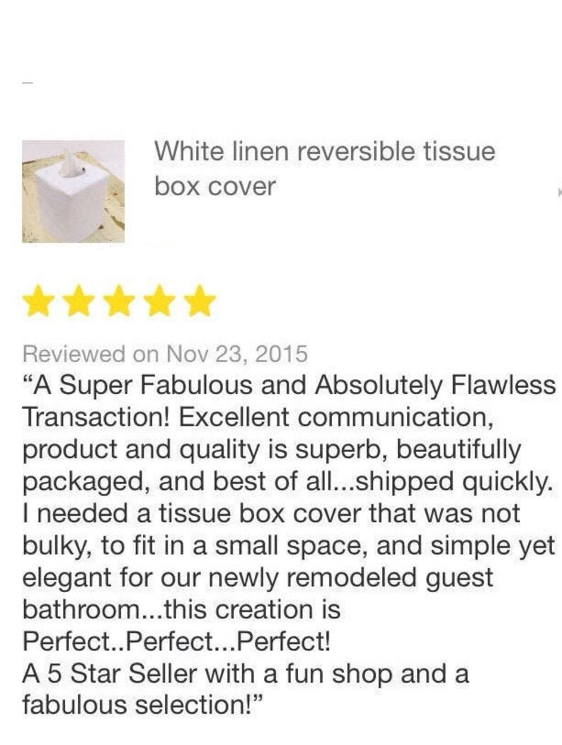 White linen/cotton blend reversible tissue box cover image 9