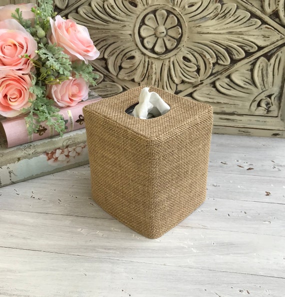 Burlap tissue box cover deals