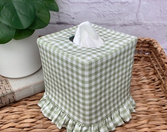 Gingham ruffle tissue box cover pick the color