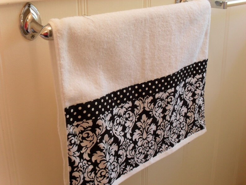 Black damask bath hand towels set of 2 Etsy