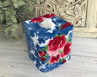 Heritage Rose Floral reversible tissue box cover