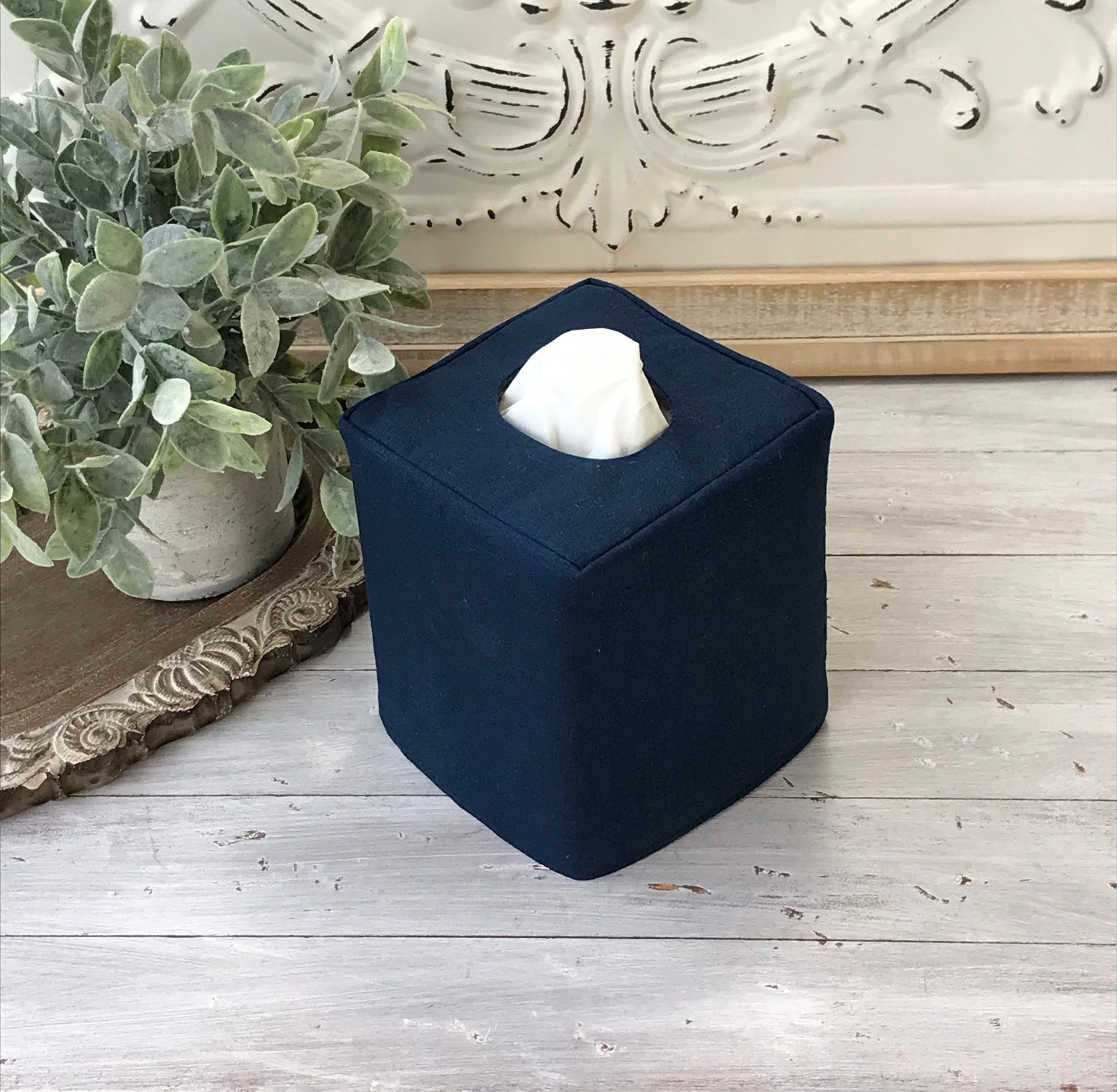 Navy tissue box clearance cover