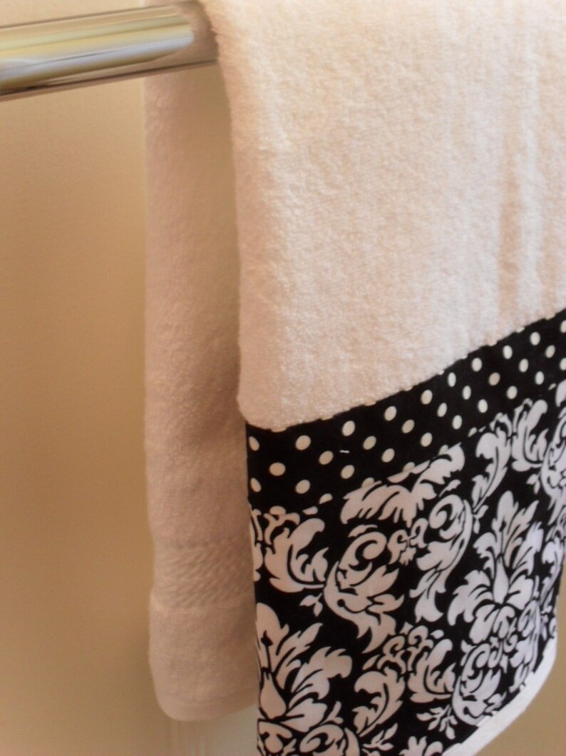 Black damask bath hand towels set of 2 Etsy
