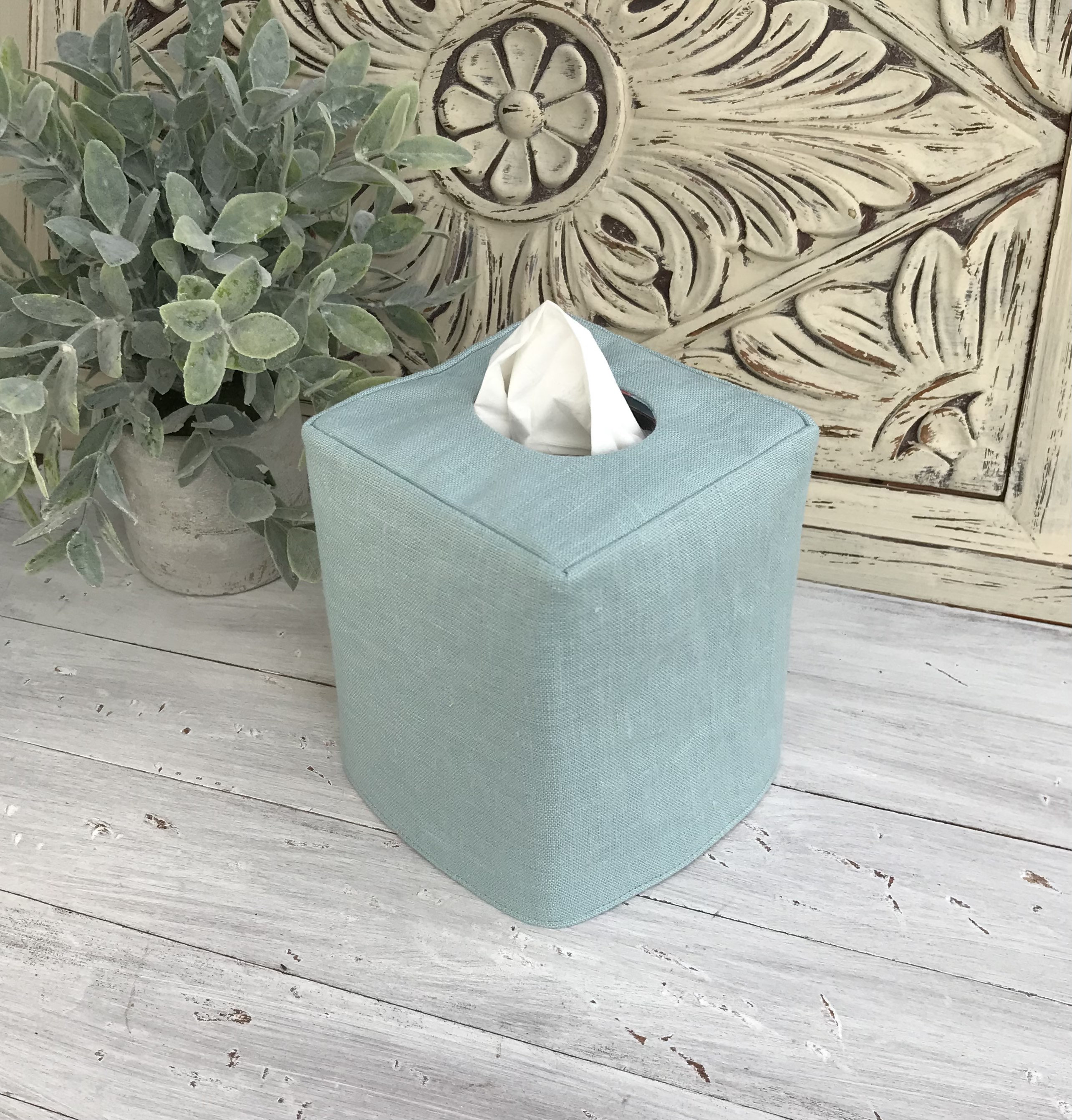 Aqua tissue box cover deals