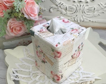 Rose garden reversible tissue box cover