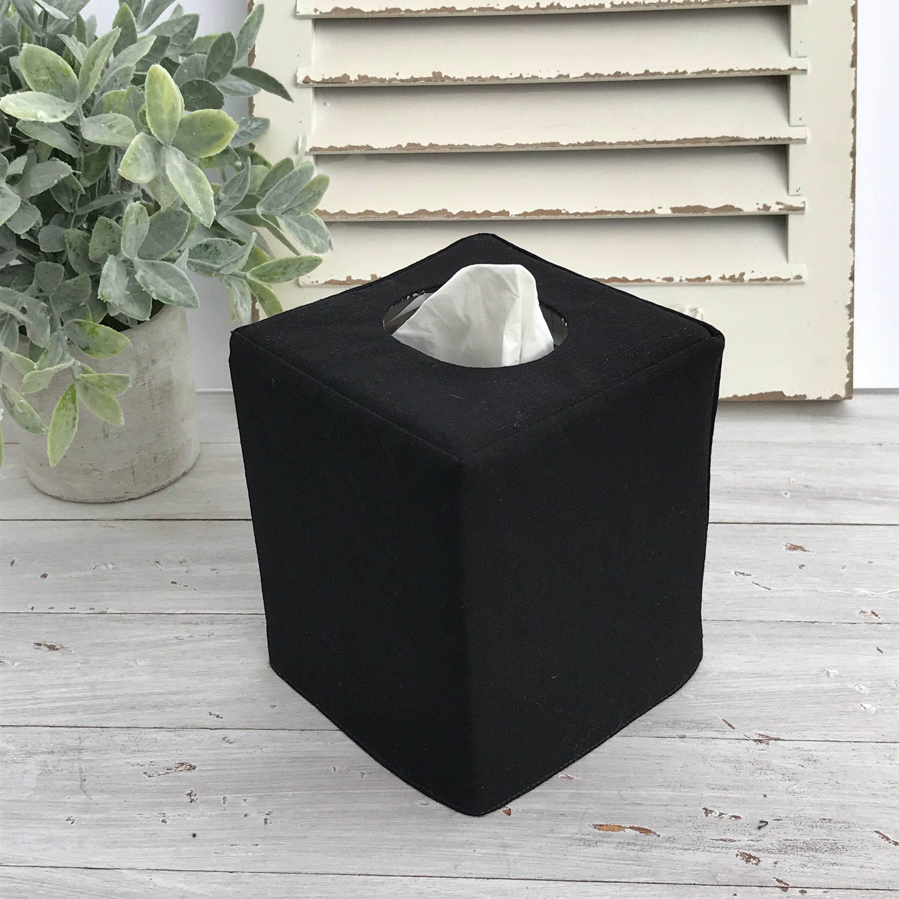 Black square tissue on sale box cover