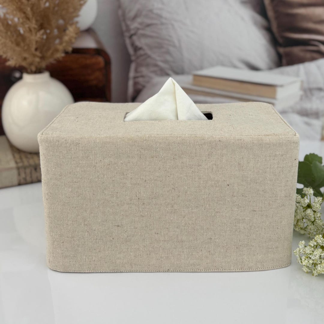 Natural Linen Cotton Blend Rectangle Reversible Tissue Box Cover - Etsy