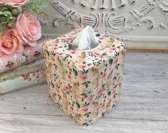 Sweet bunny/Gingham Pink Checkered reversible tissue box cover