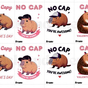 Capybara Valentinstagskarten SET 8 | Valentinstag Karte Printable | Digitale Valentinskarten | Druckbare Karten zum Valentinstag