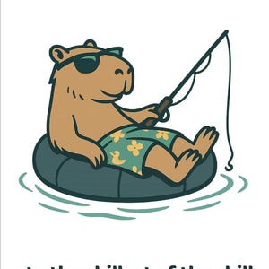 Afdrukbare Vaderdagkaart | Funny Fishing Capibara – downloadbare Vaderdag | Chill papa | Afdrukbaar