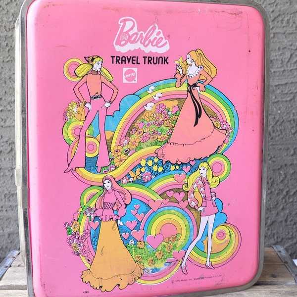 1970s Retro Pink Barbie Travel Trunk by Mattel