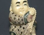 Vintage Japanese Netsuke - Buddhist Boy Sits With Prayer Beads (composite)