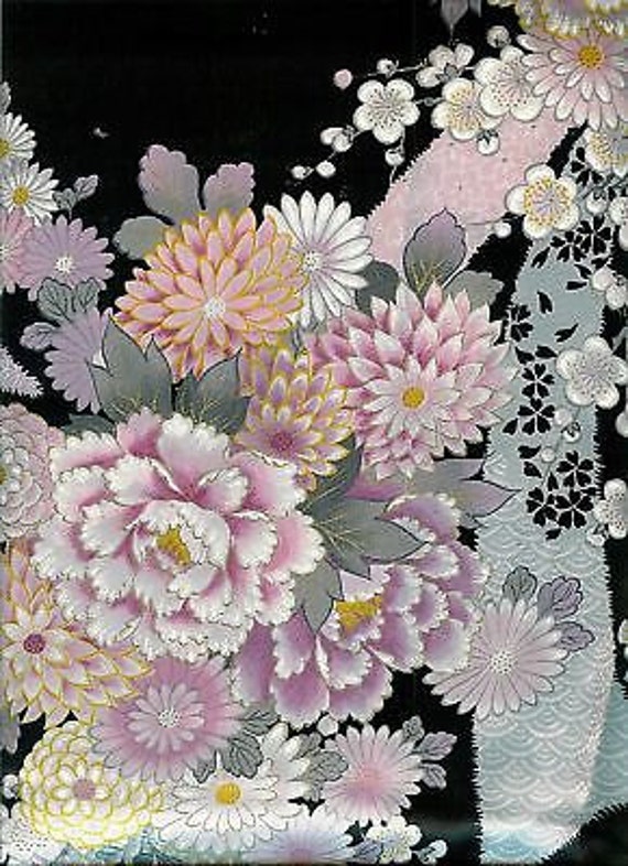 Japanese Lady Kimono -Chrysanthemum Flowers.One S… - image 2