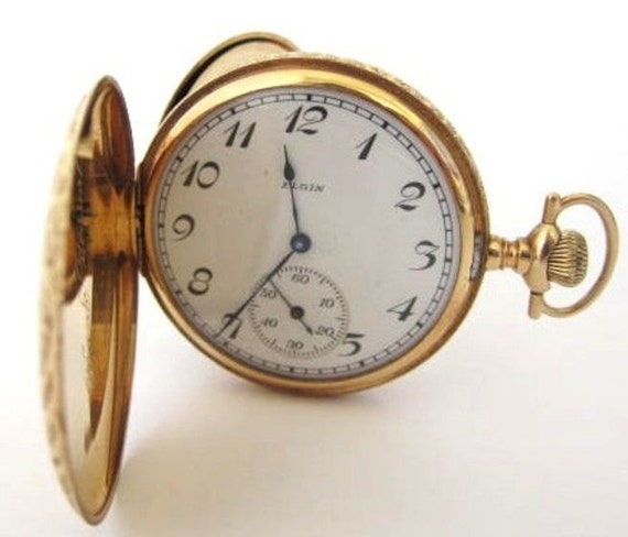 reloj bolsillo Elgin de oro de 14 quilates - Etsy México