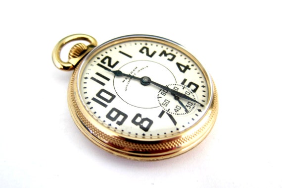 Antique 10K Goldfill Waltham Railroad Pocket Watch size 16 23