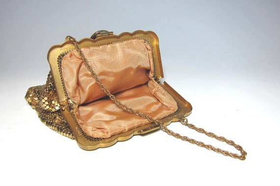 Antique Whiting Mesh Gold Evening Bag with Origin… - image 4