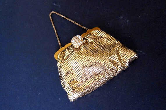Antique Whiting Mesh Gold Evening Bag with Origin… - image 5