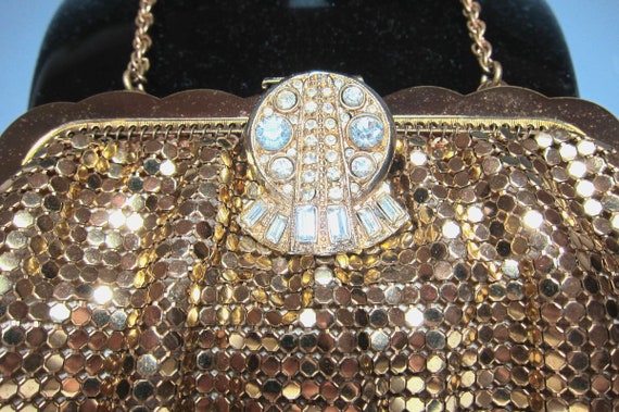Antique Whiting Mesh Gold Evening Bag with Origin… - image 2