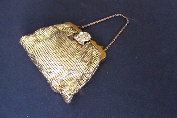 Antique Whiting Mesh Gold Evening Bag with Origin… - image 6