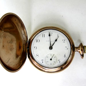 Antique 10K Goldfill Elgin Hunter Case Pocket Watch,Size 18,17 Jewels Adj
