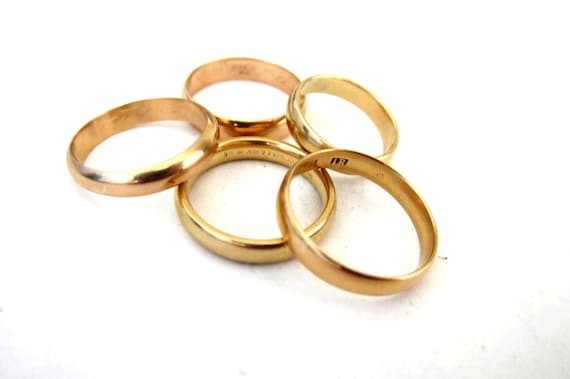 5 Solid Yellow Gold Rings -14K & 18 K ,Various Si… - image 1